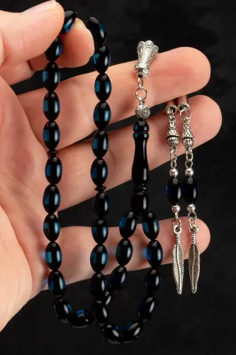 Men's Barley Cut Blue Surmeli Dust Amber Rosary-Blue Black 