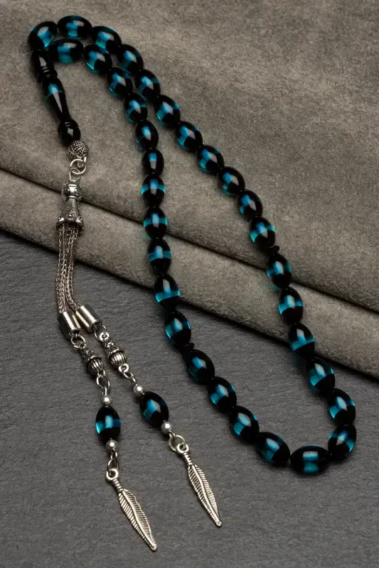 Men's Barley Cut Turquoise Rosary with Tassels - Turquoise - 3