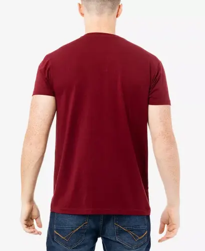 Men's Basic V-Notch Neck Short Sleeve T-Shirt - Cranberry - 2