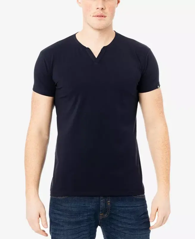 Men's Basic V-Notch Neck Short Sleeve T-Shirt - Navy - XRAY