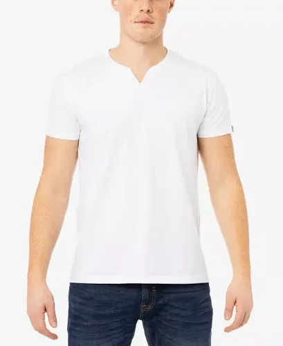 Men's Basic V-Notch Neck Short Sleeve T-Shirt - White - 1