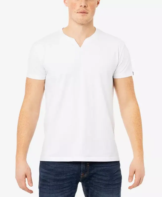 Men's Basic V-Notch Neck Short Sleeve T-Shirt - White - 1