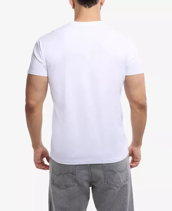 Men's Basic V-Notch Neck Short Sleeve T-Shirt - White - 4