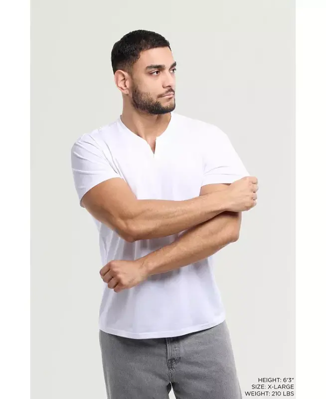 Men's Basic V-Notch Neck Short Sleeve T-Shirt - White - 8