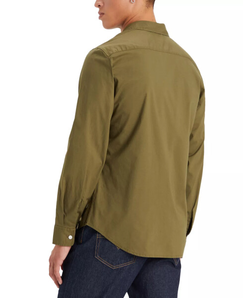 Men's Battery Housemark Stretch Slim-Fit Shirt Burnt Olive - 3