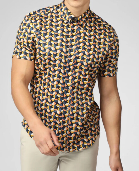 Men's Bauhaus Geo Print Short Sleeve Shirt Midnight - 1