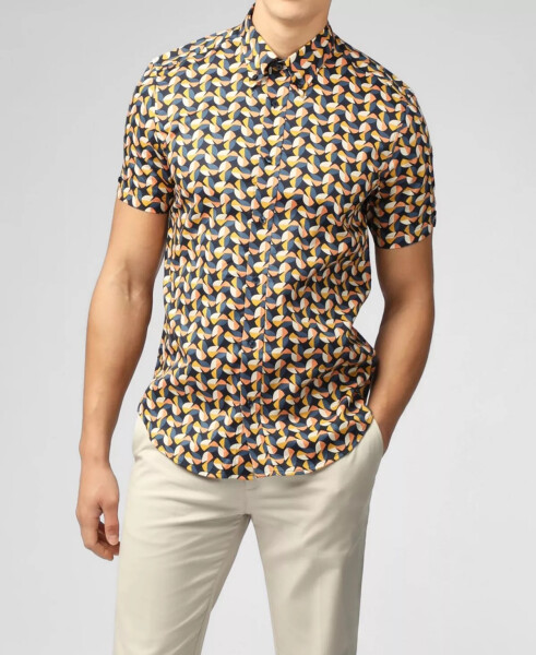 Men's Bauhaus Geo Print Short Sleeve Shirt Midnight - 2