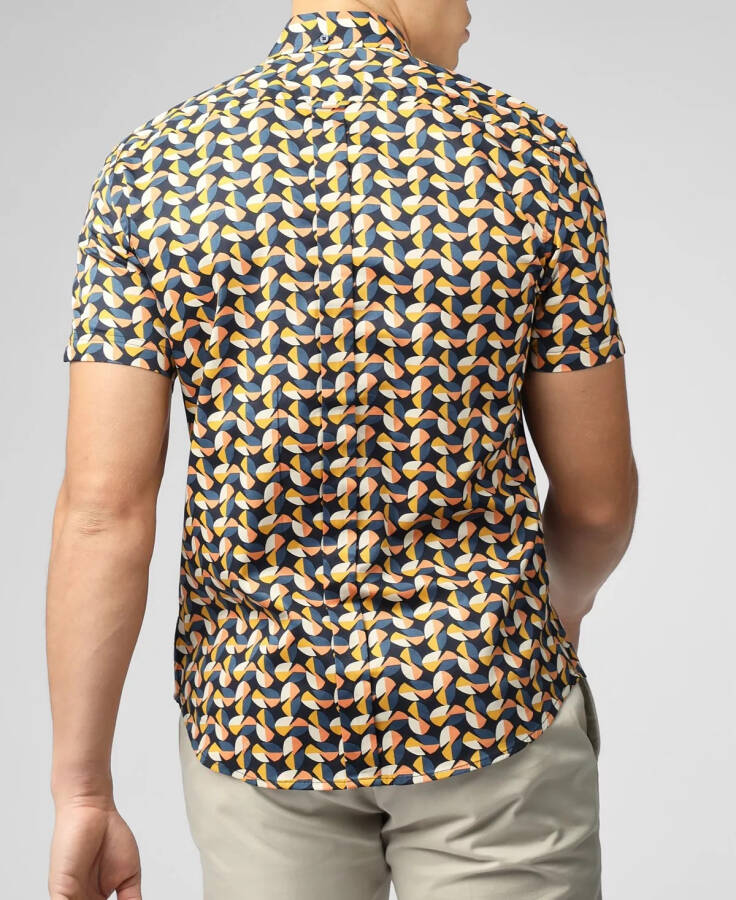 Men's Bauhaus Geo Print Short Sleeve Shirt Midnight - 3