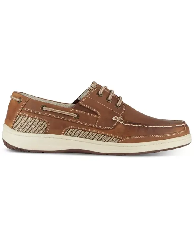 Men's Beacon Leather Casual Boat Shoe with NeverWet-Dark Tan - 2