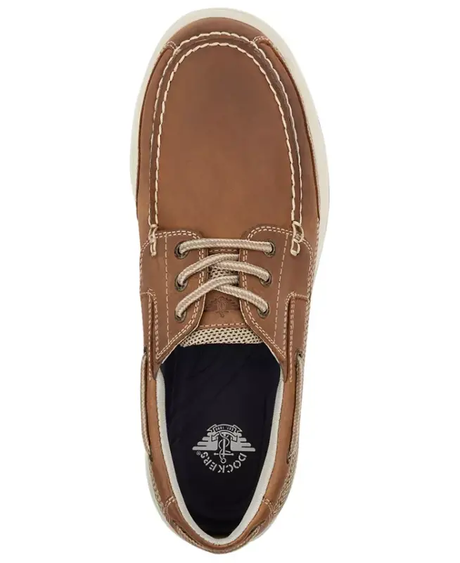 Men's Beacon Leather Casual Boat Shoe with NeverWet-Dark Tan - 3