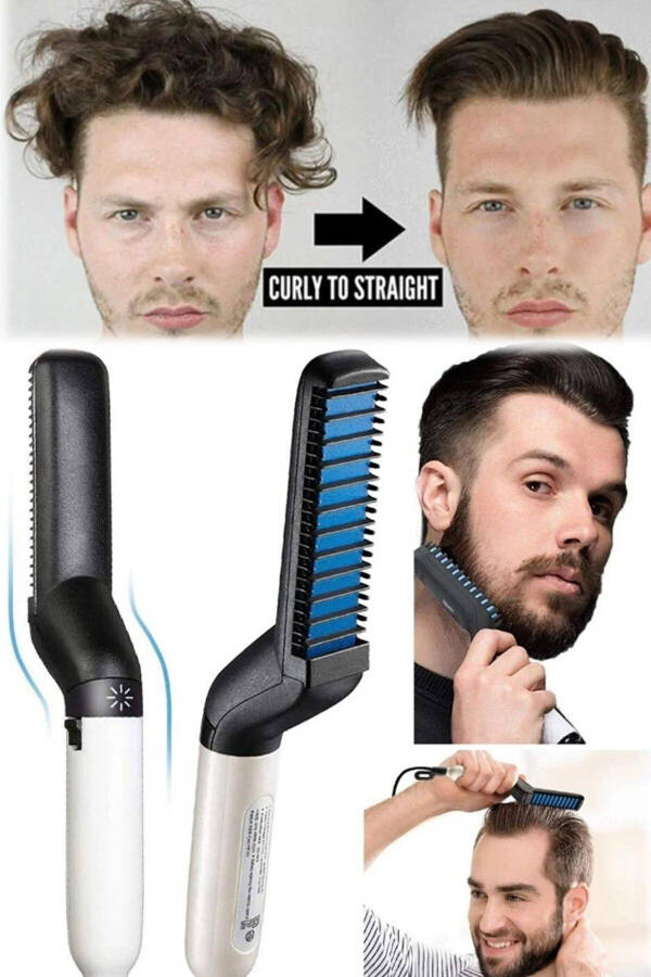 Men's Beard And Hair Straightening Comb Electric Beard Straightener Suitable For Daily Travel - 3