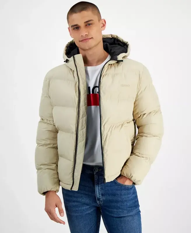 Men's Beazly2436 Slim-Fit Quilted Full-Zip Hooded Puffer Jacket - Khaki - 1
