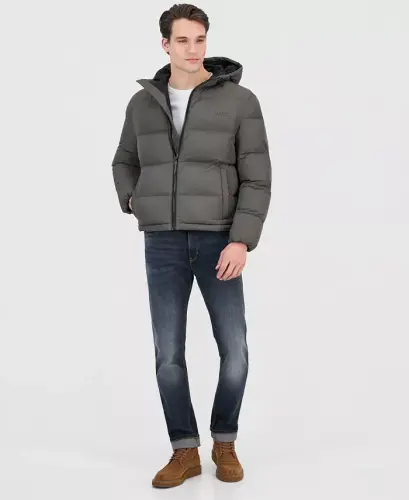 Men's Beazly2436 Slim-Fit Quilted Full-Zip Hooded Puffer Jacket - Olive - HUGO BOSS (1)