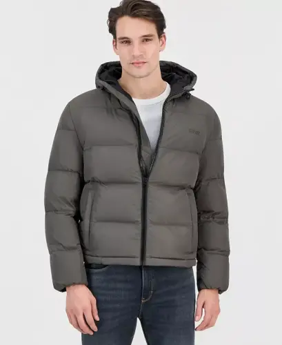 Men's Beazly2436 Slim-Fit Quilted Full-Zip Hooded Puffer Jacket - Olive - 1