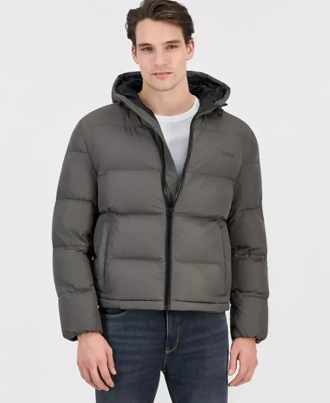 Men's Beazly2436 Slim-Fit Quilted Full-Zip Hooded Puffer Jacket - Olive - 1