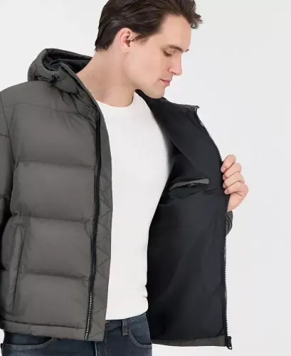 Men's Beazly2436 Slim-Fit Quilted Full-Zip Hooded Puffer Jacket - Olive - 4