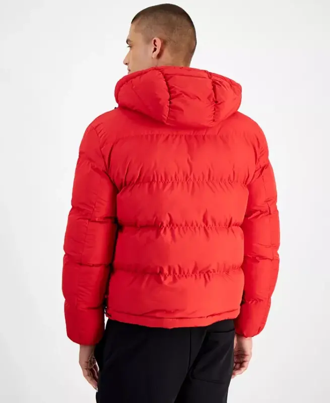 Men's Beazly2436 Slim-Fit Quilted Full-Zip Hooded Puffer Jacket - Red - 2