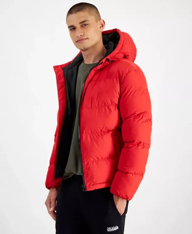 Men's Beazly2436 Slim-Fit Quilted Full-Zip Hooded Puffer Jacket - Red - 3