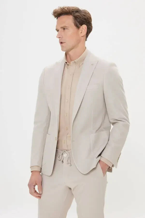 Men's Beige 360 All Ways Stretch Slim Fit Tapered - 1