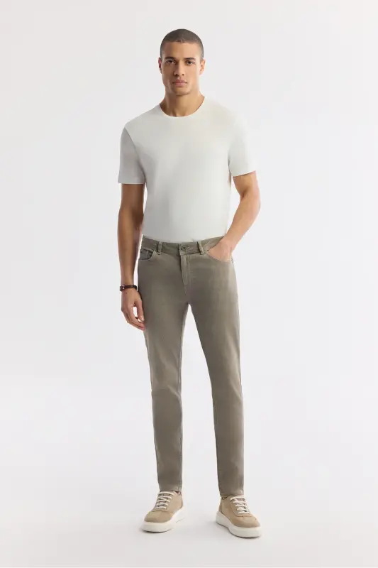 Men's Beige Berlin Slim Fit Stone Washed Cotton Hazel - 1