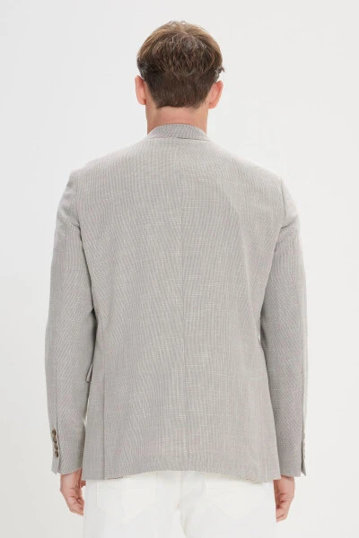 Men's Beige-black Regular Fit Casual Blazer with Mono Collar - 5