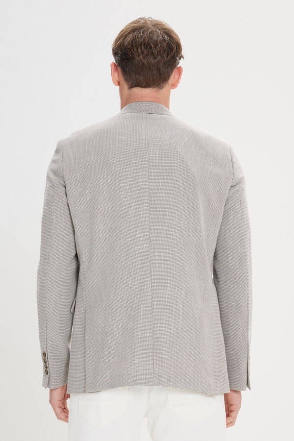 Men's Beige-black Regular Fit Casual Blazer with Mono Collar - 5