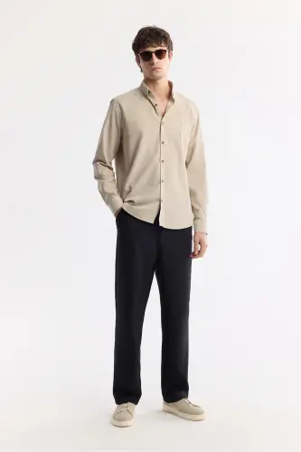 Men's Beige Corduroy 100% Cotton Shirt B002032-Beige - 7