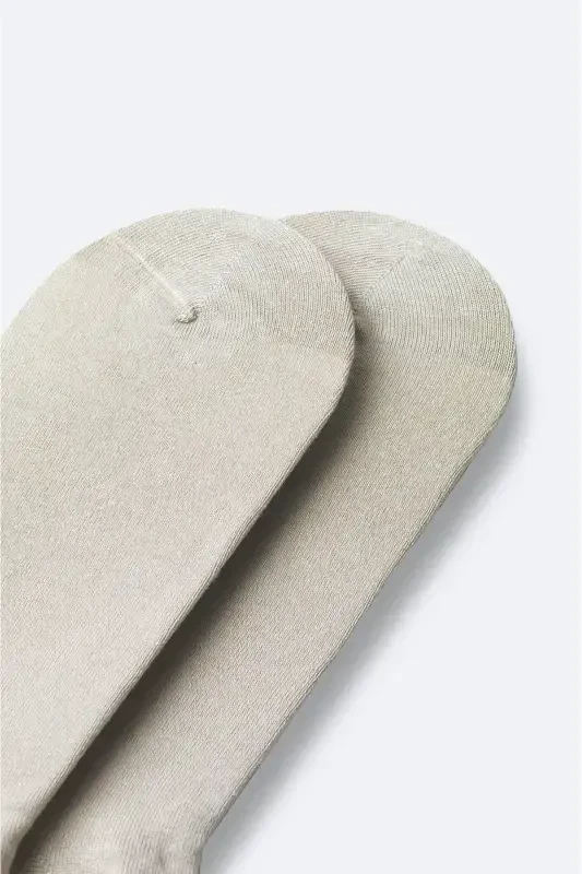 Men's Beige Cotton Ankle Socks B008556-Beige - 2