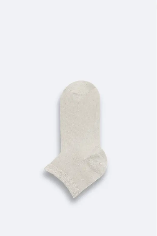 Men's Beige Cotton Ankle Socks B008556-Beige - AVVA