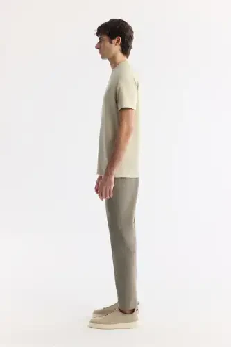 Men's Beige Crew Neck Printed T-Shirt A41Y1168-Beige - 3