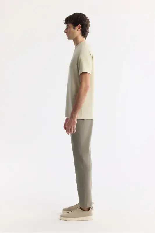 Men's Beige Crew Neck Printed T-Shirt A41Y1168-Beige - 3