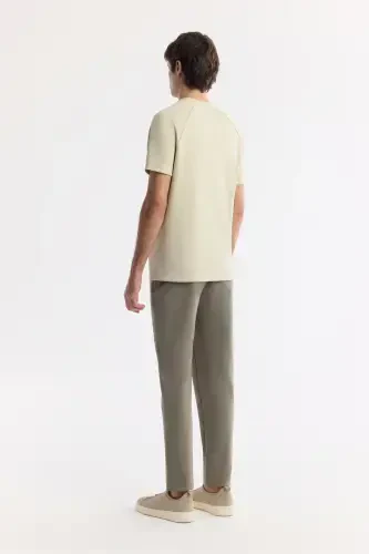 Men's Beige Crew Neck Printed T-Shirt A41Y1168-Beige - 4