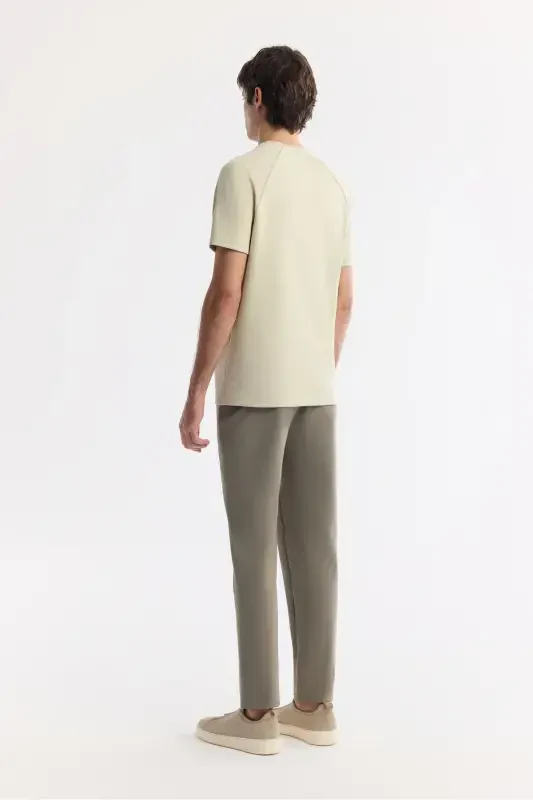 Men's Beige Crew Neck Printed T-Shirt A41Y1168-Beige - 4