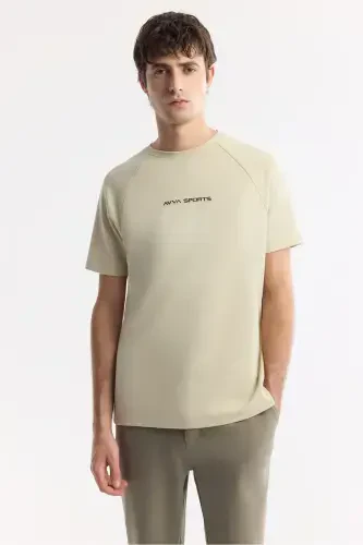 Men's Beige Crew Neck Printed T-Shirt A41Y1168-Beige - 6