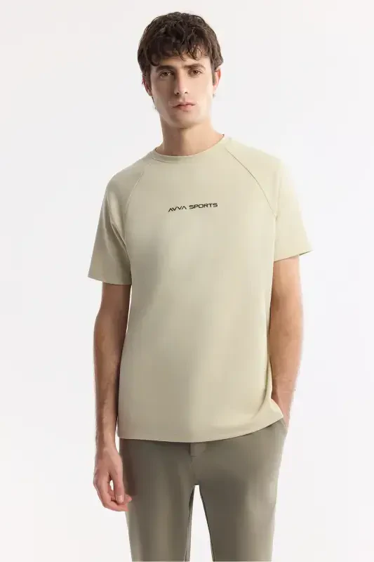 Men's Beige Crew Neck Printed T-Shirt A41Y1168-Beige - 6