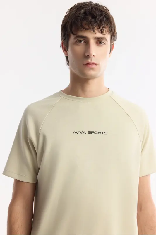 Men's Beige Crew Neck Printed T-Shirt A41Y1168-Beige - 2
