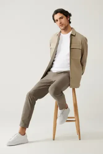 Men's Beige Denim Jacket - 5