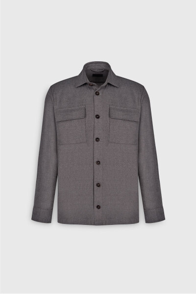 Men's Beige-Gray Wool Blend Warm Relaxed Fit Casual Ke - 6