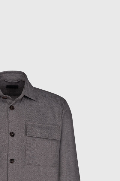 Men's Beige-Gray Wool Blend Warm Relaxed Fit Casual Ke - 7