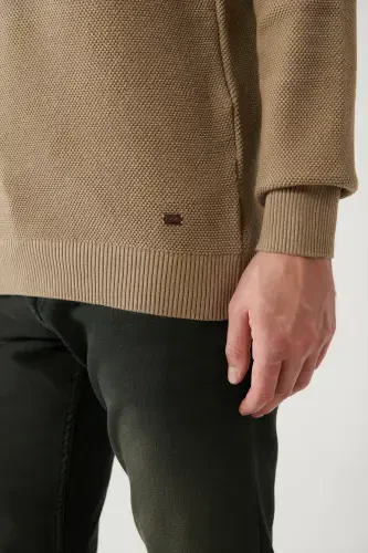 Men's Beige Knitted Sweater - 5