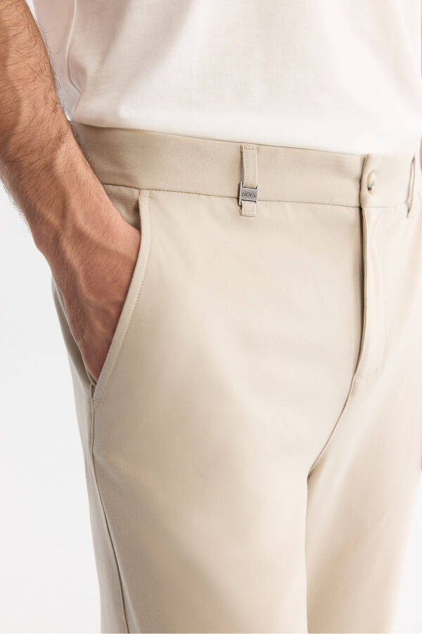 Men's Beige Lamus Slim Fit Chino Pants Classic Waist Soft Brushed Slim Fit B003035 - 4