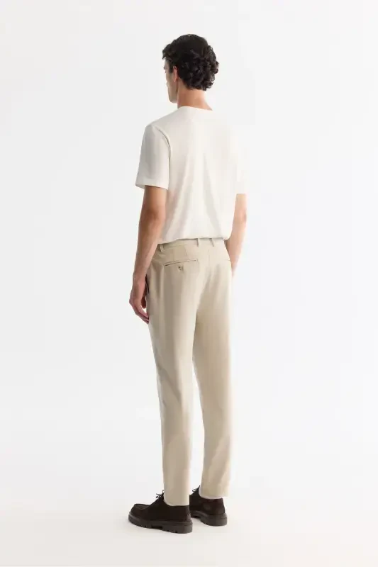 Men's Beige Lamus Slim Fit Chino Pants Classic Waist Soft Brushed Slim Fit B003035 - 3