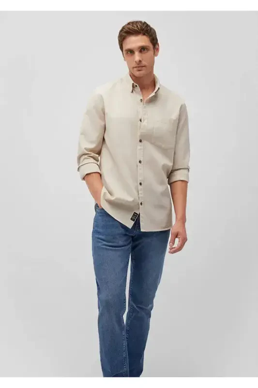 Men's Beige Long Sleeve Shirt Pale Beige Shirt 0211093 - MAVI