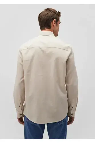 Men's Beige Long Sleeve Shirt Pale Beige Shirt 0211093 - 4