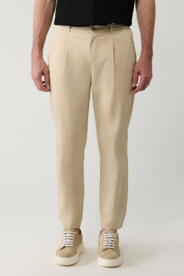 Men's Beige Pagos Relaxed Fit Classic Waist Trousers A41Y3037 - 4