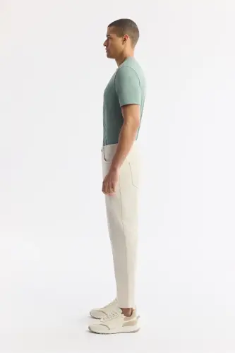 Men's Beige Plain Wash Straight Fit Trousers A51Y354 - 3