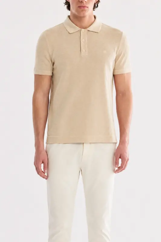 Men's Beige Polo T-Shirt - 3