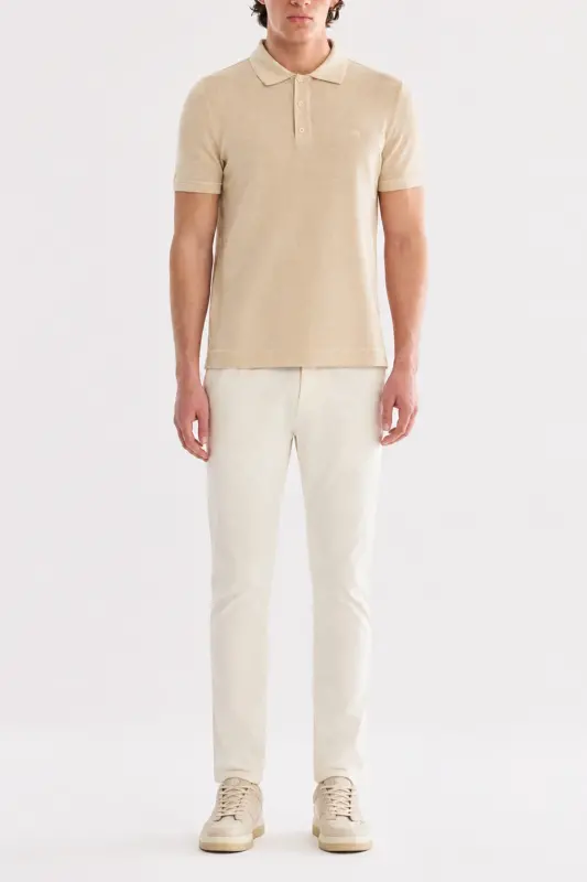 Men's Beige Polo T-Shirt - 5