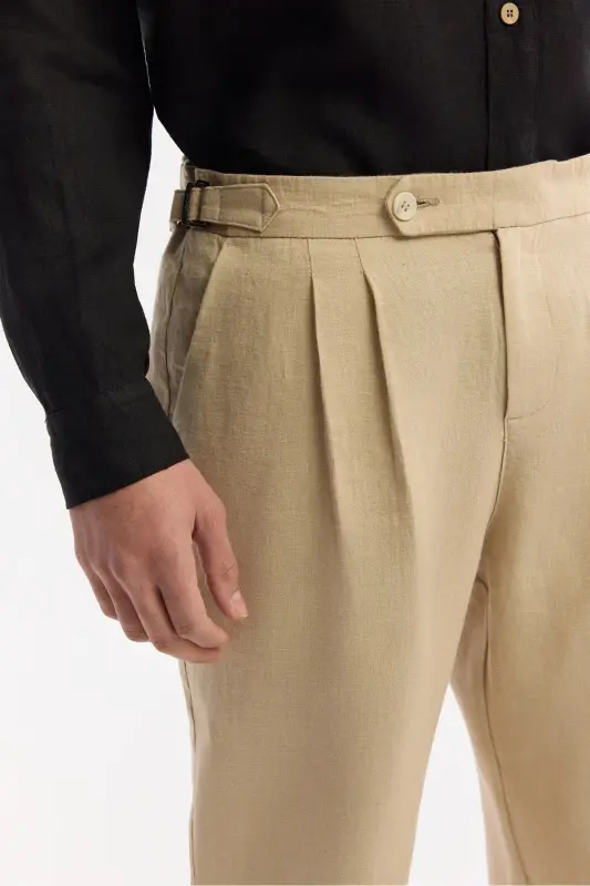 Men's Beige Relaxed Fit Classic Waist Epaulette Detailed %1 - 6