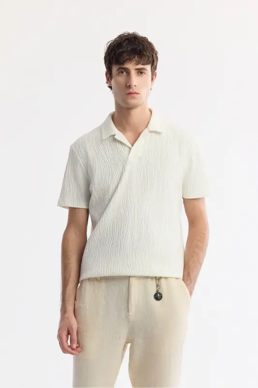 Men's Beige Relaxed Fit Elastic Waist 100% Linen Pants - 6